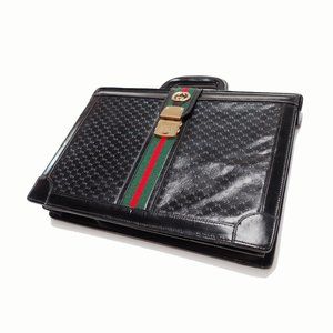 Vintage Gucci Signature Briefcase with Classic Red and Green Stripe